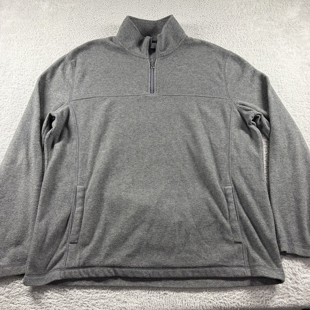 Croft & Barrow Fleece Quarter Zip Sweater Mens XL Gray Pockets Lounge Comfort
